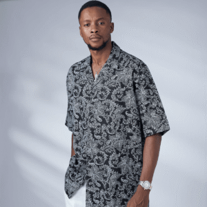 Tribal Black Paisley Resort Shirt - front view