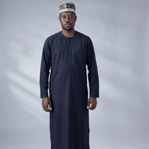 Tribal Midnight Black Tailored Kaftan - chest pocket view